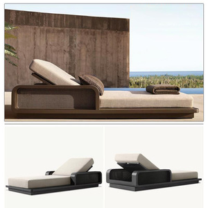 Tumbona moderna de lujo impermeable <span class=keywords><strong>para</strong></span> jardín al aire libre tumbona de madera de teca maciza <span class=keywords><strong>para</strong></span> patio piscina - Product Image 2