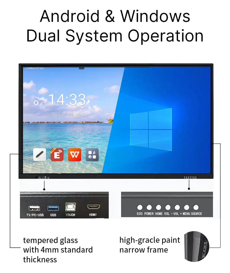 LCD tương tác màn hình thông minh Bảng điều khiển tương tác 75 inch bảng điều khiển màn hình tương tác