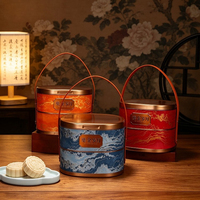 Boîtes métalliques pour emballage de gâteaux de lune de la mi-automne, boîtes en fer portables, boîtes cadeaux vides pour gâteaux de lune cantonais, vente en gros immédiate