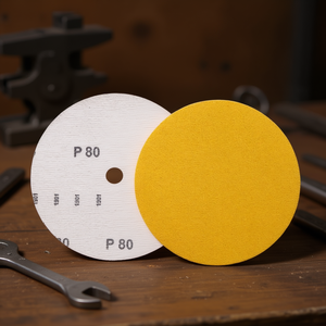 Disco de Lijado Fervi con Velcro Dorado P80 de 150 mm para Acabado de Madera y Metal - Product Image 3