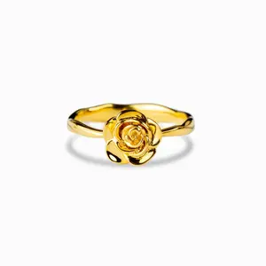 Luxury gold fashion flower wholesale sterling silver rings for women girls dainty sterling silver 925 jewellery ring manufacture