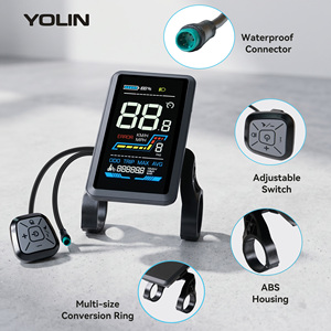 Pantalla LCD a color <span class=keywords><strong>VA</strong></span> <span class=keywords><strong>de</strong></span> pantalla completa para bicicleta eléctrica Yolin Wholesale YL91F-V, 36V 48V 52V 4.0 pulgadas, IP65, resistente al agua. - Product Image 1