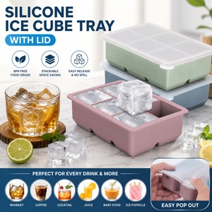 Bac à glaçons en silicone de qualité alimentaire avec couvercle, démoulage facile, empilable, sans BPA, moule à glace pour whisky, cocktail, congélateur - Product Image 1