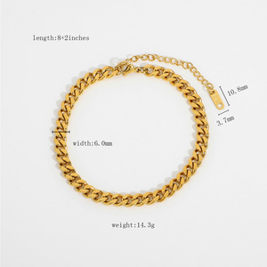 Bijoux de <span class=keywords><strong>pied</strong></span> d'été Bracelets de cheville pour femmes <span class=keywords><strong>Bracelet</strong></span> de cheville à maillons cubains en acier inoxydable plaqué or 18 carats Bijoux pour hommes - Product Image 4