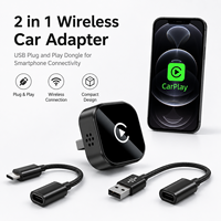 Adaptor CarPlay Berkabel 2 in 1 untuk Mobil, Port USB Plug and Play, Koneksi Android Auto Dongle dengan WiFi6, Layar Adaptif, Universal Fitment