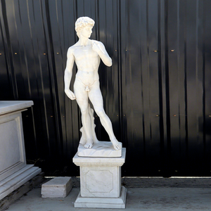 Personalizada famosa figura romana <span class=keywords><strong>griega</strong></span> de tamaño real <span class=keywords><strong>escultura</strong></span> de mármol blanco estatua de <span class=keywords><strong>David</strong></span> para la venta - Product Image 1