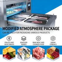 Machine d'emballage sous vide, scelleuse de barquettes à atmosphère modifiée pour aliments, viande, poisson, plats préparés, remplissage d'azote, scelleuse de barquettes