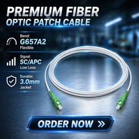 Cable de parche de fibra óptica SC/APC, 3,0mm, G657A1, G657A2, monomodo, simple, blanco
