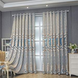 Lussuose <span class=keywords><strong>Tende</strong></span> Jacquard Cachi e <span class=keywords><strong>Blu</strong></span> 100% Poliestere, <span class=keywords><strong>Tende</strong></span> Decorative di Alta Qualità con Design Traforato per <span class=keywords><strong>Soggiorno</strong></span> - Product Image 3