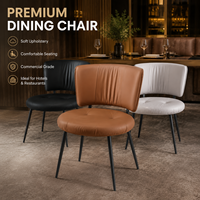 Chaise de salle à manger capitonnée de qualité supérieure, revêtement en cuir, dossier incurvé plissé, pieds en métal, pour hôtel et restaurant
