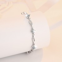 Bracelets en argent sterling pour femmes bracelet en diamant moissanite breloque D ronde dames plaqué anniversaire femmes en argent sterling