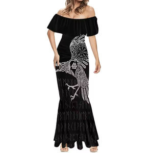 Robe longue sirène ajustée pour femme à motif personnalisé, style sexy <span class=keywords><strong>aztèque</strong></span> mexicain, avec décolleté bustier, idéale pour les cocktails - Product Image 3