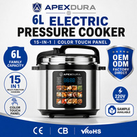 Cuisinière à pression électrique 6L 15 en 1 avec écran tactile couleur, minuterie 24H, 220V, CE, CB, usine OEM