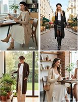Cardigan long en tricot à boutons sur le devant, polyvalent et tendance pour femmes (personnalisable)