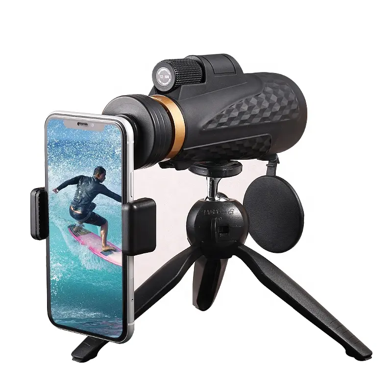 12x55 12x60 18x62 New large bak4 prism outdoor monocular telescope for adults with smart phone adapter & tripod