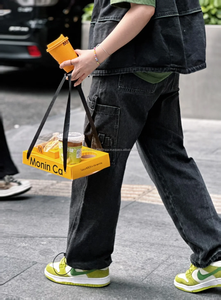 Custom Design Sandwich Compartment <b>Box</b> Combo Platter with Handle for Brunch Snack Food & Drink Takeaway Carrier Container - Product Image 4