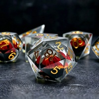 Ensemble de dés polyédriques en résine à noyau liquide, bords carrés et vifs, 7 pièces, écologiques, pour RPG et Dungeons and Dragons, logo personnalisé