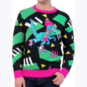 <span class=keywords><strong>Pull</strong></span> de Noël en tricot jacquard à col rond avec motif de renne amusant personnalisé KJ 2026 - Product Image 5