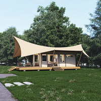 Tente de Glamping Modulaire Préfabriquée en Acier de Luxe avec Salle de Bain, Tente Hôtelière Écologique Imperméable 4 Saisons pour Camping Familial et Resort
