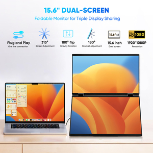 Portable Triple moniteur 15.6 "1080P <span class=keywords><strong>Double</strong></span> écran moniteur support d'ordinateur portable 180 ° Rotation USB-C Extender <span class=keywords><strong>pour</strong></span> ordinateur portable <span class=keywords><strong>Mac</strong></span>/Win/Linux - Product Image 2