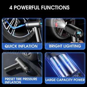 Inflador de Neumáticos Eléctrico Inalámbrico/Con Cable de 12V para Auto, Compresor de Aire Portátil para Neumáticos, Inflador Digital de Neumáticos para Auto - Product Image 5