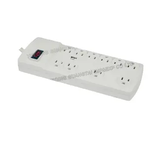 Alta calidad Sudamérica EE. UU. Outlets USB Surge Protected Extension Cable Socket Power Strip