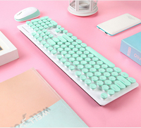 Keyboard dan Mouse Combo Nirkabel 2.4GHz Murah, Tipis, Bulat, untuk Komputer, Produk Terlaris 2019