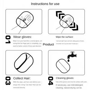 Spazzola a due vie ecologica e guanti per la rimozione dei peli degli artefatti appiccicosi per cani da gatto pettine elettrostatico per animali domestici in tessuto di cotone - Product Image 3