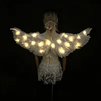 Ailes d'ange lumineuses à LED de 110 cm, ailes de fée blanches et noires brillantes, accessoire photo pour costume de fête d'Halloween pour adultes