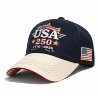 Gorra de Béisbol de 6 Paneles con el Logotipo del 250 Aniversario de EE. UU., 1776-2026, Estilo Deportivo Vintage, 100% Algodón, Ajustable, Bandera Americana, Gorras al por Mayor