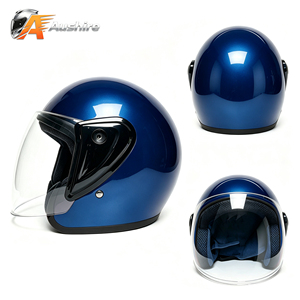 Casque de moto demi-face en ABS, visière transparente, casque modulaire léger, casque moto vintage - Product Image 3