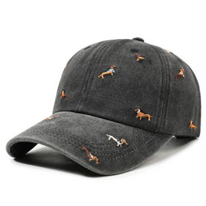Gorras de Béisbol de Algodón Lavado Estilo Vintage con Bordado de Dachshund <span class=keywords><strong>en</strong></span> Toda la Superficie, Venta al Por Mayor, Logotipo Personalizado OEM/ODM, MOQ Bajo para Hombres y Mujeres - Product Image 1