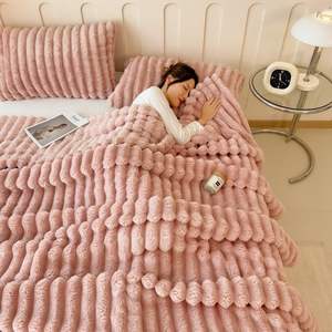 Rắn Màu Siêu Vua Nữ Hoàng Kích Thước Thỏ Giả Lông Thú Chăn Siêu Dày Chăn San Hô Nhung Dày Mùa Đông Ấm Chăn Cho Giường - Product Image 4