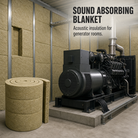 Couverture en laine de roche acoustique, isolation phonique, feutre absorbant le son pour salle de générateur