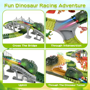 Set de Vías de <span class=keywords><strong>Tren</strong></span> Flexibles con Luz LED, Coche de Dinosaurio, Juguetes de Aventura en <span class=keywords><strong>el</strong></span> Mundo de los Dinosaurios, Regalos STEM para Niños, Pista de Carreras de Dinosaurios - Product Image 5