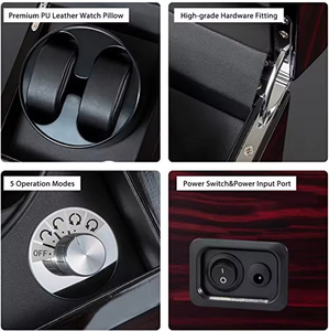 Siêu yên tĩnh Mabuchi động cơ bằng gỗ tự động xem <span class=keywords><strong>Winder</strong></span> hộp 5 chế độ xoay được xây dựng trong LED ánh sáng đôi đồng hồ Công suất miếng bọt biển - Product Image 2