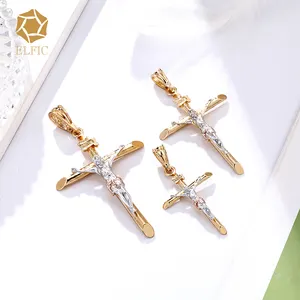 Elfic Fashion Jewelry Necklace Christian Pendant Hot Sale 14K Gold Plating Cross Pendant