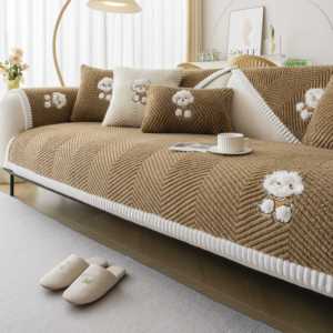 Sarung Sofa Bordir Anjing Baru 2026, Bahan Beludru Anti Selip untuk Musim Gugur dan Musim Dingin, Penutup Sofa Lengkap - Product Image 2