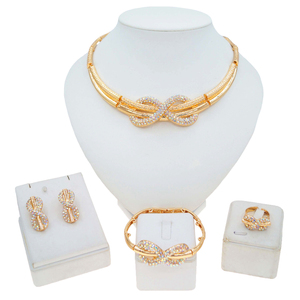 ชุดเครื่องประดับชุบทองคุณภาพสูงชุดเครื่องประดับที่เข้าคู่กับดูไบชุดสร้อยข้อมือสร้อยคอต่างหูสำหรับผู้หญิง - Product Image 1