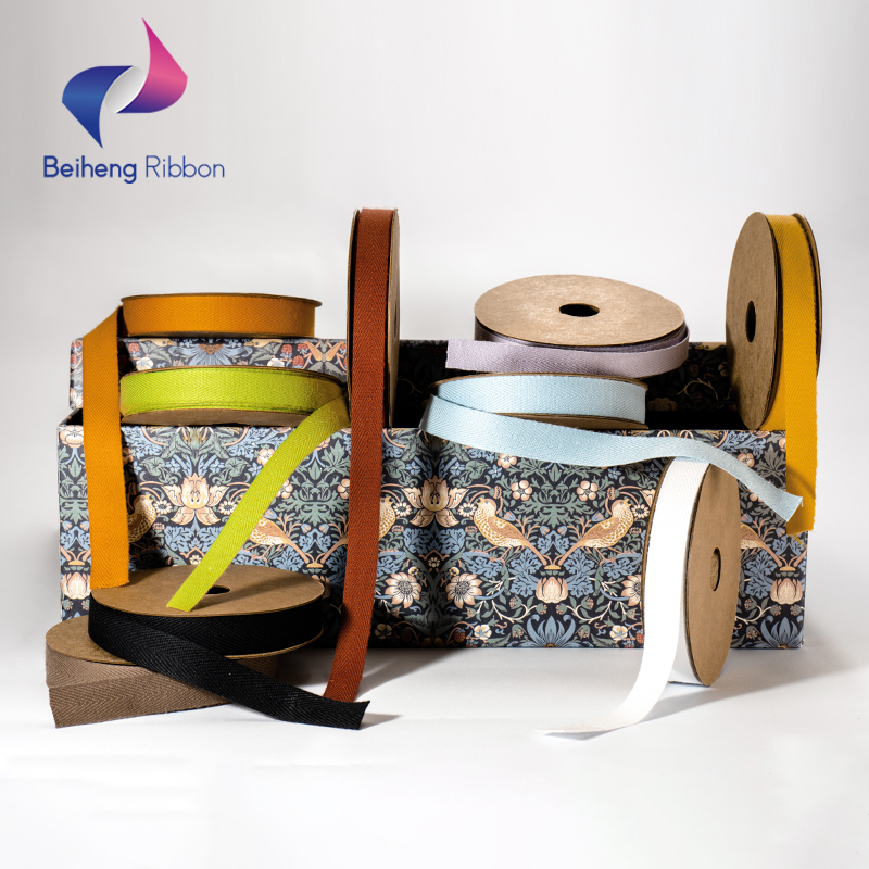 Custom Logo Printed Organic Cotton Ribbon Wholesale for Wrapping Presents, Celebrating Christmas, Birthday, Etc.