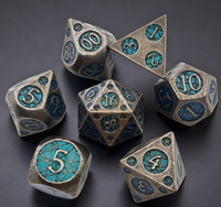 Metall würfel mit einem Retro-Stern-gemusterten DND TRPG-Spiel im Fantasy-Stil 7-tlg