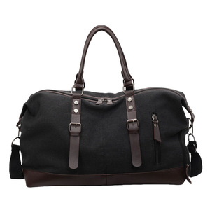 Canvas Travel Bag Large Capacity Zipper Water Resistant Leisure Travel Gym Yoga Bag Solid Color - Product Image 4