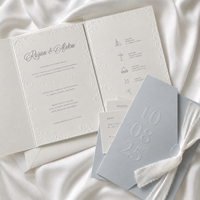 Suite d'invitations de mariage de luxe avec gaufrage – Prix de gros pour les entreprises d'événements