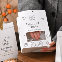 Bolsa de Papel Kraft Personalizada para Empacar Snacks, Galletas, Regalos, Bolsa de Papel para Alimentos con Ventana, Impresión OEM ODM