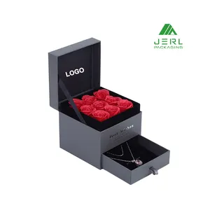 Paper Acrylic Lip Unique Single Rose Flower Packaging Box Flower Packing Box with Drawer