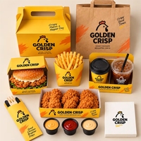 Boîtes d'emballage en papier pour hamburgers à emporter, logo personnalisé, poulet à emporter, contenants jetables de qualité alimentaire pour la restauration rapide
