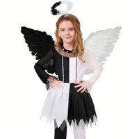 Accessoires de maquillage pour fête de Noël, costumes pour enfants, déguisement d'ange noir et blanc