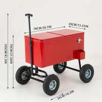 Promotion : Glacière extérieure étanche 80 litres avec rangement pour bouteilles de bière, chariot isotherme amovible et seau à glace à roulettes, vente en gros