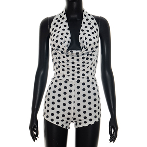 Viviblook D26RP106 New Women Summer Romper Sexy Polka Dot Print Halter Swinging Collar Backless One Piece Romper - Product Image 3