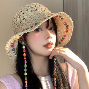 Lace Colorful Straw Hat Summer Large Brim Fisherman Hat Foldable Seaside <b>Sunscreen</b> Hat - Product Image 6